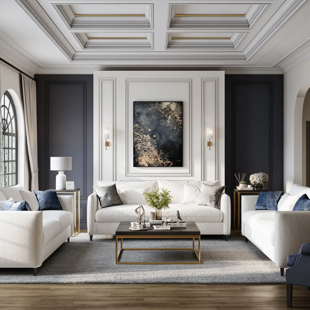 Neo-Classical Luxury Living Room Render 3D Model Render